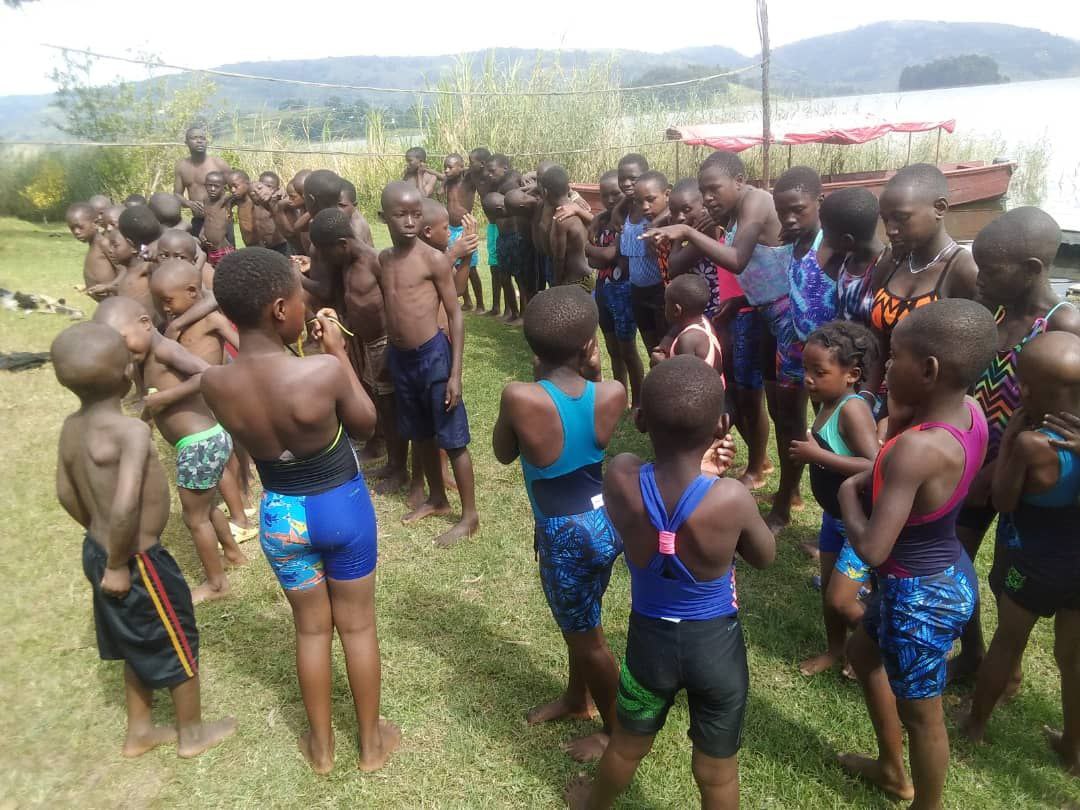 Community members near Lake Bunyonyi